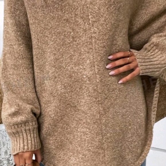 Cozy Turtleneck Poncho Sweater - Picture 2 of 2